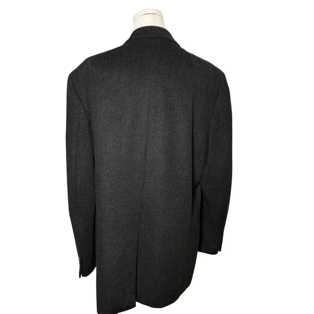 Club Room Black Wool Silk Cashmere Blazer 2 Button Sport Coat Mens 48L